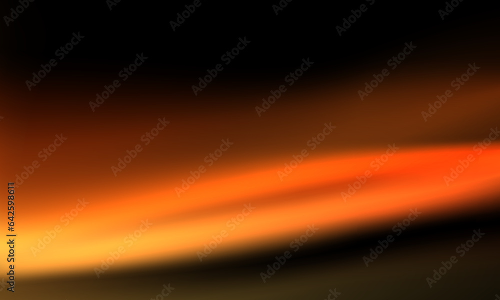 Abstract black background with blurred bright orange and yellow fire ...