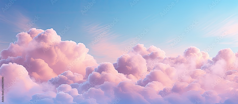Colorful clouds isolated against pastel blue skies in a dramatic cloudscape Colorful clouds isolated against pastel blue skies in a dramatic cloudscape