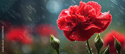Crimson Dianthus flower in ...