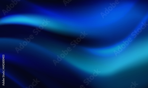 Abstract dynamic background with blurred bright blue gradient curves. Template of fluid digital wallpaper for desktop, website page, advertising, brochure, flyer. Wavy futuristic neon backdrop cover