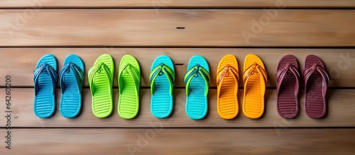Infant sandals on wood back...