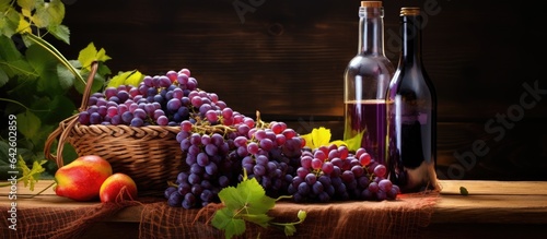 Purple grapes and grape win...