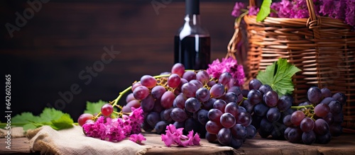 Purple grapes and grape win...