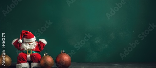 Santa Claus and red dumbbel...