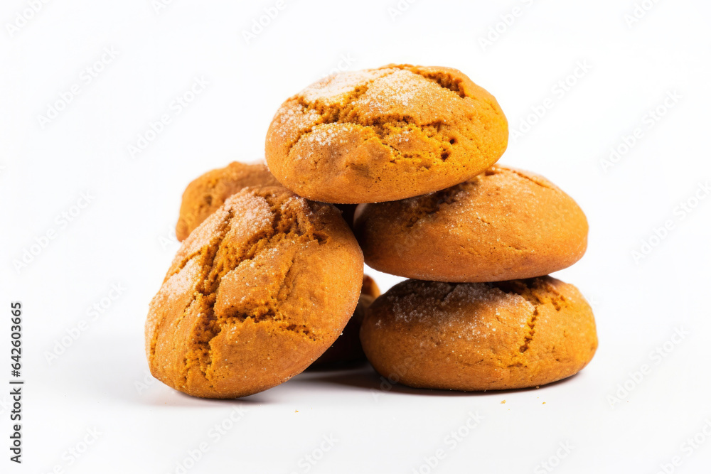 Delicious Pumpkin Cookies Isolated on a White Background