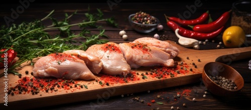 Spicing up raw chicken duri...
