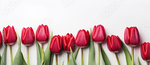 Spring tulips on a white ba...