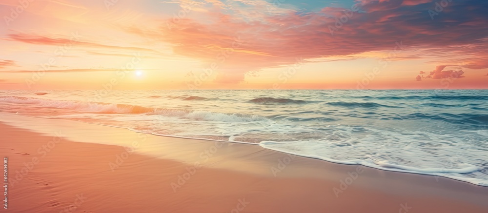 Sunrise and sunset on a sandy beach a natural backdrop