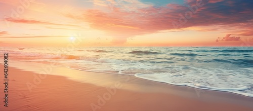 Sunrise and sunset on a sandy beach a natural backdrop © vxnaghiyev