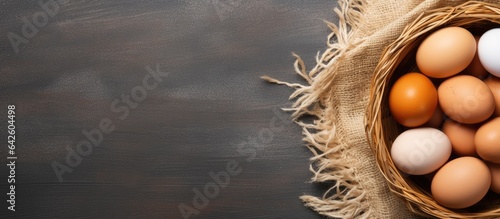 Top view of a wooden bowl f...