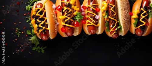 Various fillings on hot dog...