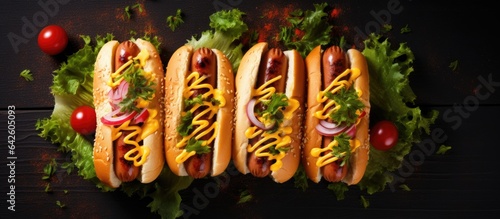 Various fillings on hot dog...
