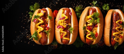 Various fillings on hot dog...