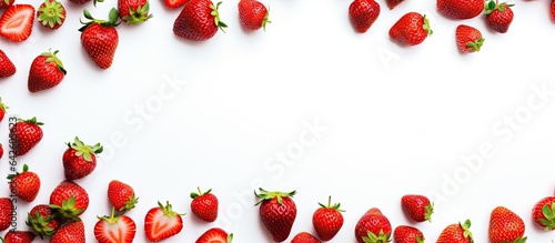 White background with strawberries