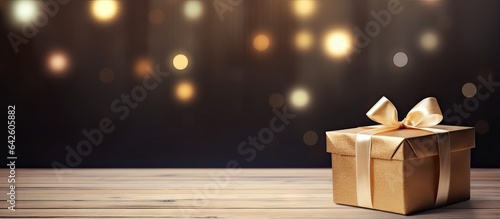 Wooden floor with gift box