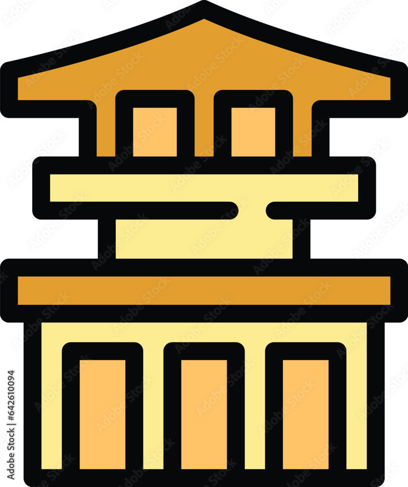 Japanese house icon outline vector. Japan kyoto. City tower color flat Japanese house icon outline vector. Japan kyoto. City tower color flat