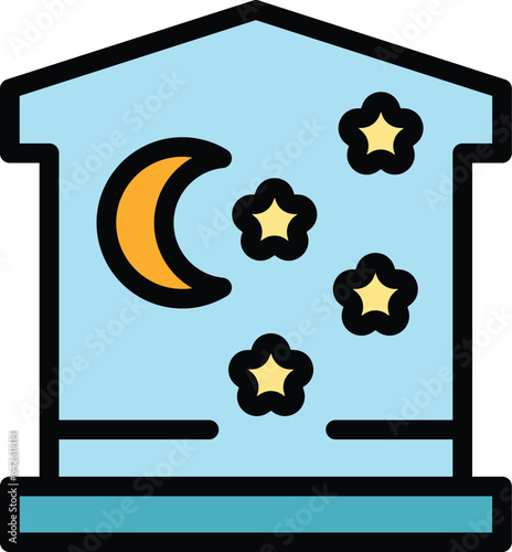 House insomnia icon outline vector. Sleep disorder. Bed person color flat