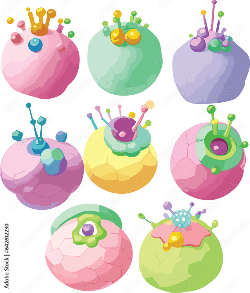 cute virus and decorations on a white background cute virus and decorations on a white background