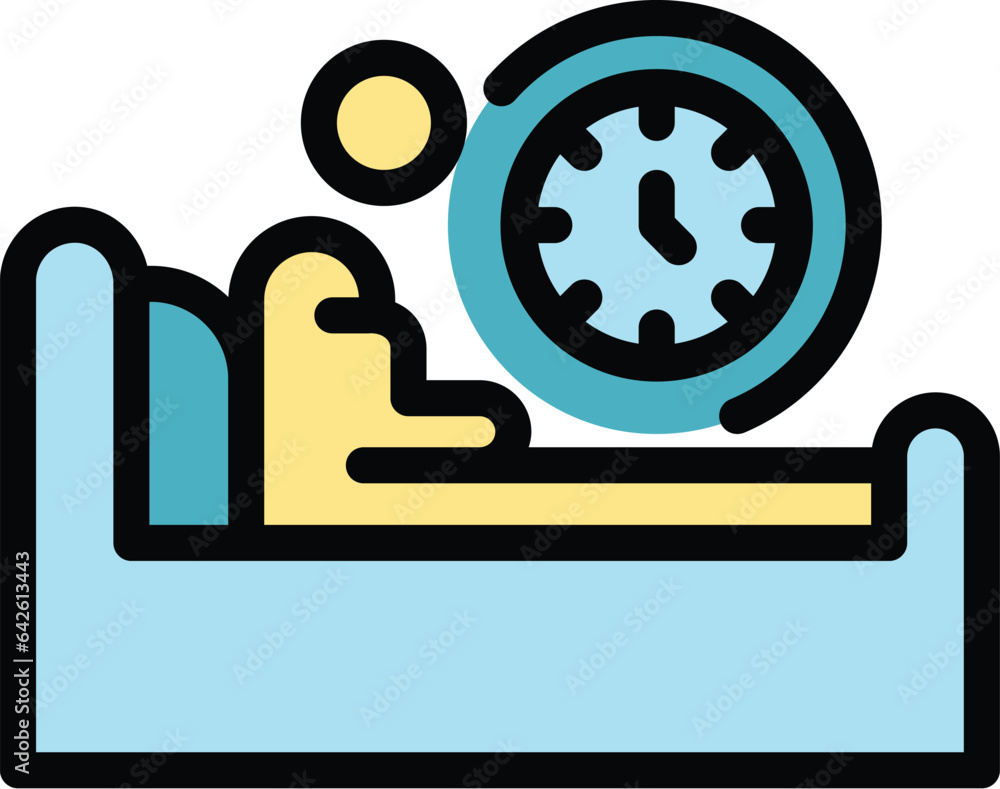 Sleeping bed icon outline vector. Person dream. Adult insomnia color flat