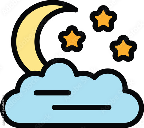 Night insomnia icon outline vector. Sleep disorder. Adult dream color flat
