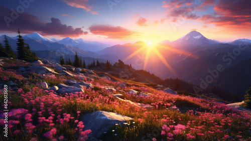 beautiful sunset over the mountain © Daniel