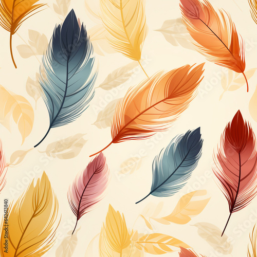 fall pattern thanksgiving season themed nature, feather texture, warm colors © Junior