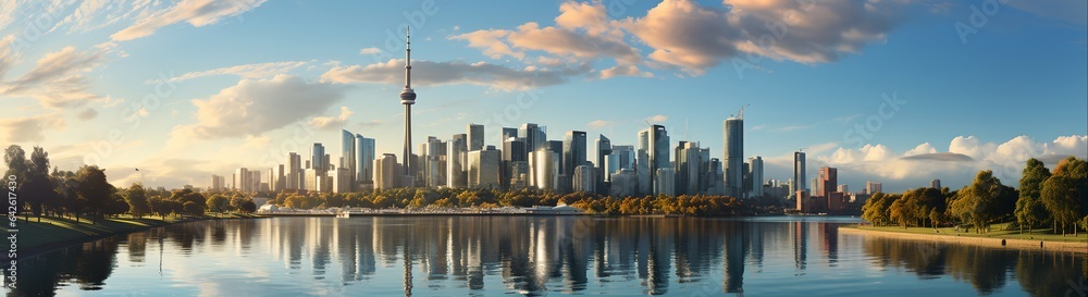 Fototapeta premium City panorama, generative ai