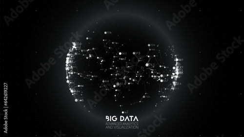 Big data visualization. Futuristic infographic. Information aesthetic design. Visual data complexity. Complex data threads graphic visualization. Abstract data graph.