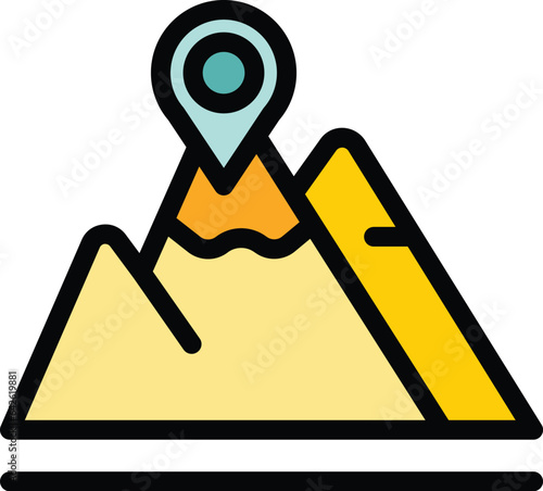 Mountain glamping icon outline vector. Furniture trip. Card badge color flat