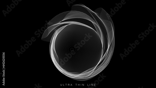 Distorted line spheres. Vector thin line glitch geometry.