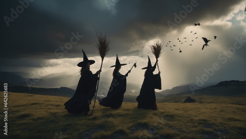 Fotografie, Obraz A gathering of witches in a mysterious ceremony