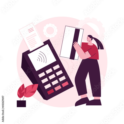 Contactless payment abstract concept vector illustration. Contactless technology, payment system, smartphone banking application, paypass solution, smartwatch purchase method abstract metaphor.