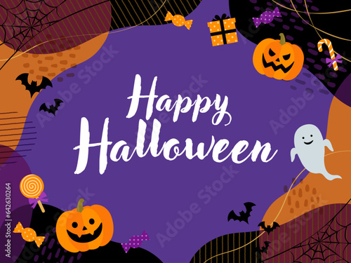 ハッピーハロウィンバナー_ベクターイラスト