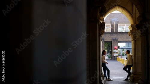 Wallpaper Mural Happy Asian woman friends talking together on corridor during travel at park in Tokyo city, Japan on holiday vacation. Attractive girl enjoy looking yellow ginkgo biloba tree leaves falling in autumn. Torontodigital.ca