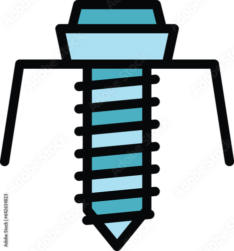 Roof screwdriver icon outline vector. Home roofer. Worker tile color flat