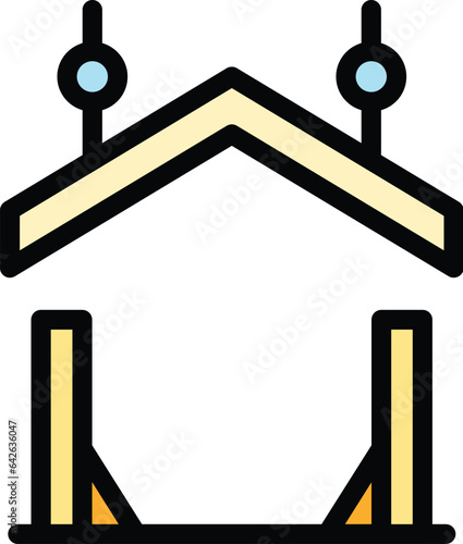 Roof plan icon outline vector. Repair renovation. Top work color flat