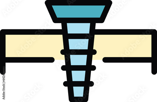 Metal roof screwdriver icon outline vector. Top work. Cover dealer color flat