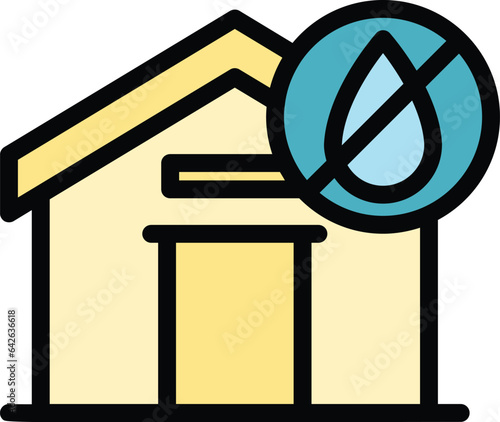 No water roof icon outline vector. Home worker. Work top color flat