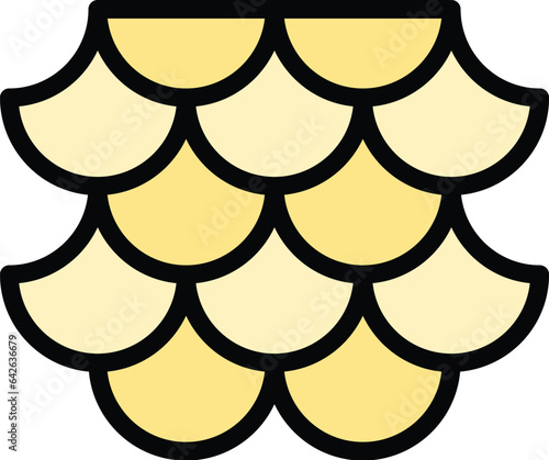 Tile roof icon outline vector. Repair fixing. Metal sheet color flat