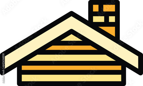House roof icon outline vector. Home roofer. Repair renovation color flat