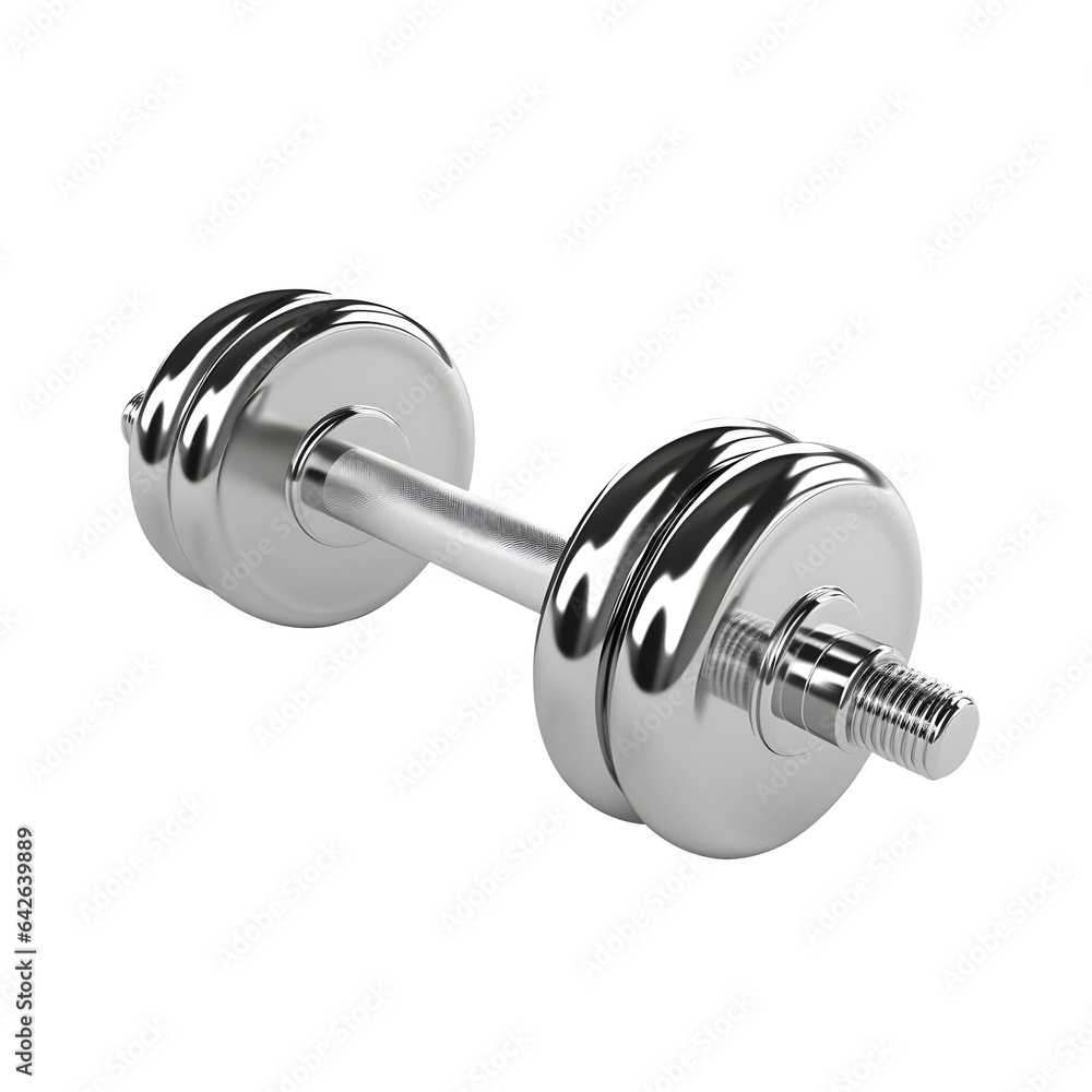 Steel Weight dumbbell isolated on transparent background, Generative ai Steel Weight dumbbell isolated on transparent background, Generative ai