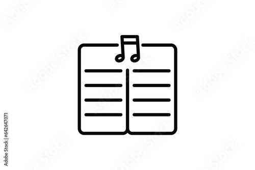 Book Music Notes Icon. Icon related to multimedia and entertainment. suitable for web site design, app, user interfaces. Line icon style. Simple vector design editable photo