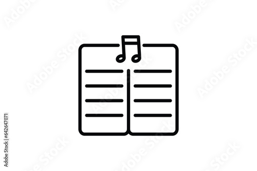 Book Music Notes Icon. Icon related to multimedia and entertainment. suitable for web site design, app, user interfaces. Line icon style. Simple vector design editable