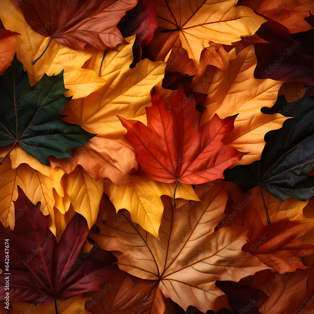 Autumn and Fall leaves. Generative ai. 