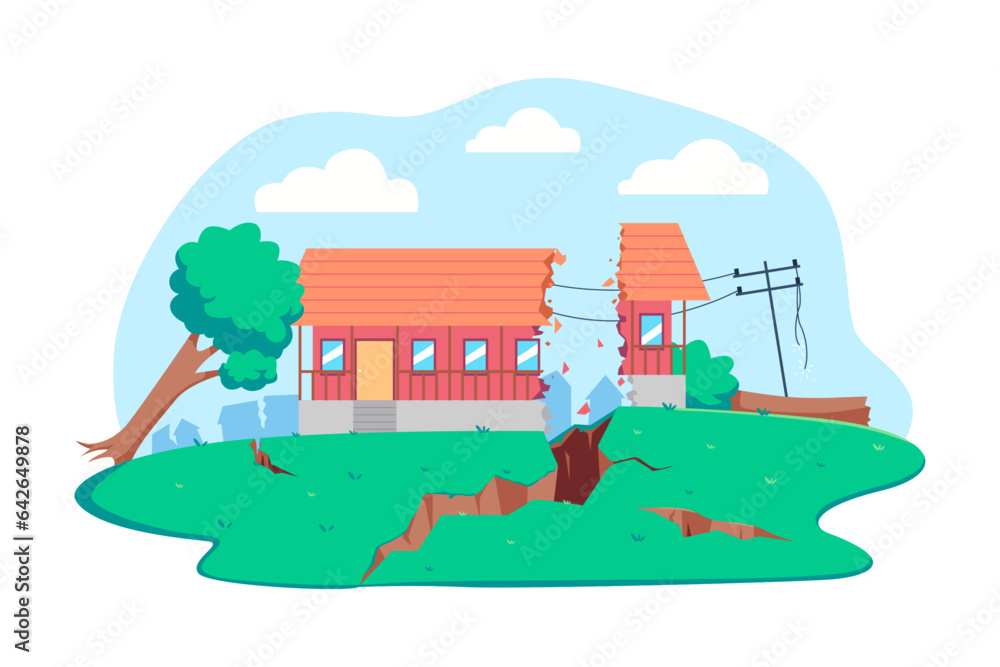 Naklejka premium Earthquake vector illustration.