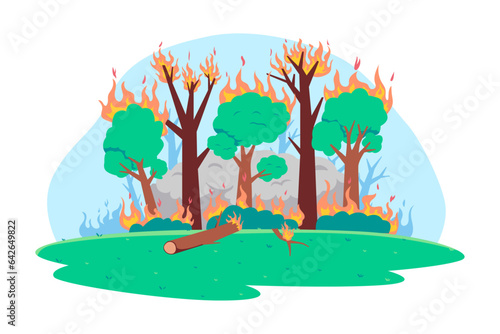 Forest fire vector illustration.