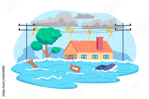 Flood vector illustration.