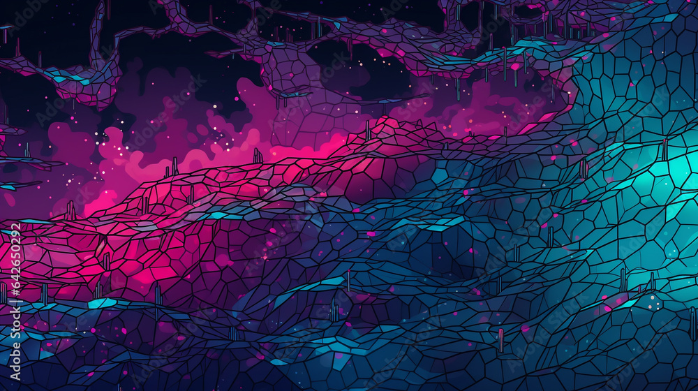 Fototapeta premium AI Emotional Nexus: Vaporwave Cybersecurity and Neural Networks