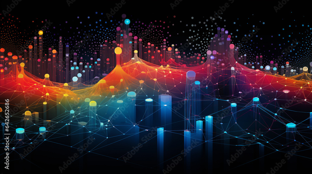 Obraz premium AI-Driven Cybersecurity, Neural Network Management in Modern Data Centers Abstract Visualization