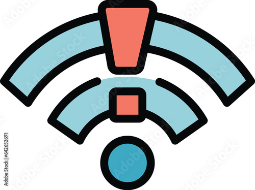 Wifi lost connection icon outline vector. Internet error. Connect online color flat